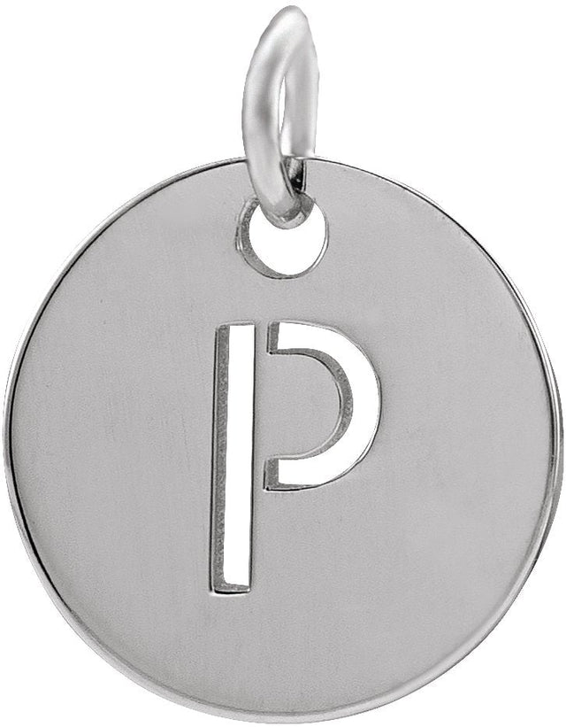 14K Gold Initial P Necklace or Pendant - White Gold