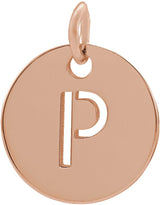 14K Gold Initial P Necklace or Pendant - Rose Gold