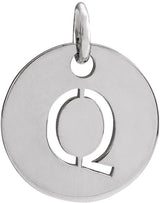 14K Gold Initial Q Necklace or Pendant - White Gold