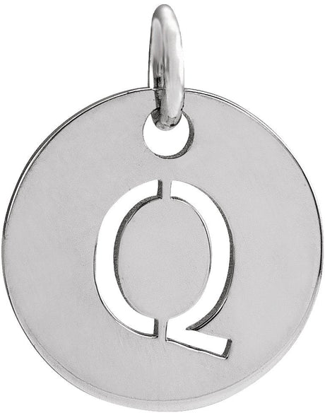 14K Gold Initial Q Necklace or Pendant - White Gold