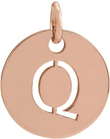 14K Gold Initial Q Necklace or Pendant - Rose Gold