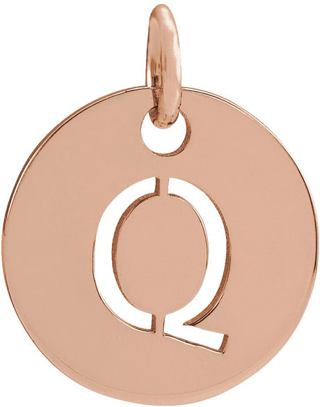 14K Gold Initial Q Necklace or Pendant - Rose Gold