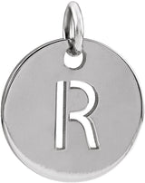 14K Gold Initial R Necklace or Pendant - White Gold