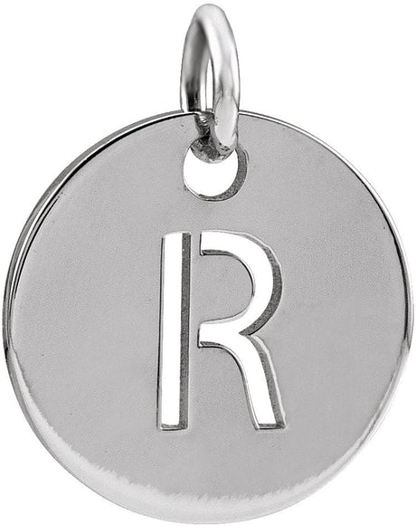 14K Gold Initial R Necklace or Pendant - White Gold
