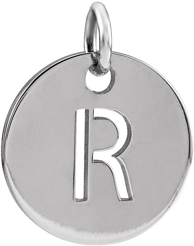 14K Gold Initial R Necklace or Pendant - White Gold