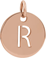 14K Gold Initial R Necklace or Pendant - Rose Gold