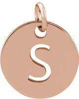 14K Gold Initial S Necklace or Pendant - Rose Gold