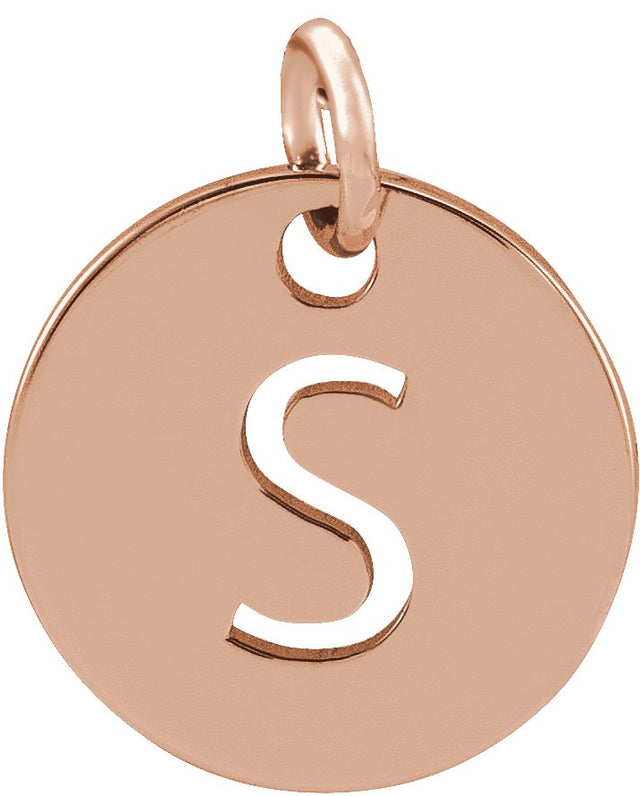 14K Gold Initial S Necklace or Pendant - Rose Gold