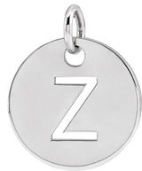 14K Gold Initial Z Necklace or Pendant - White Gold