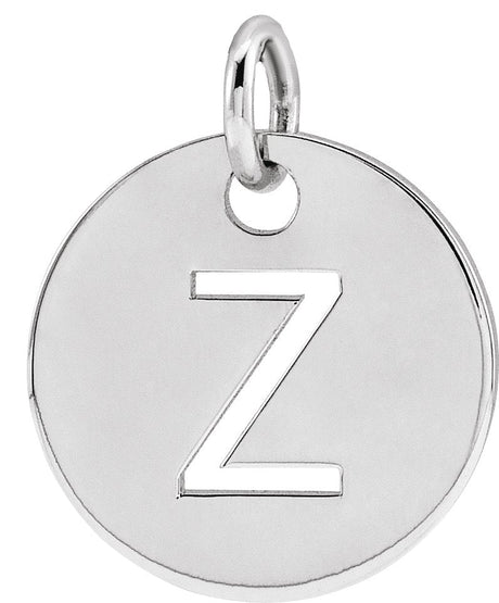 14K Gold Initial Z Necklace or Pendant - White Gold