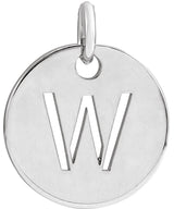 14K Gold Initial W Necklace or Pendant - White Gold