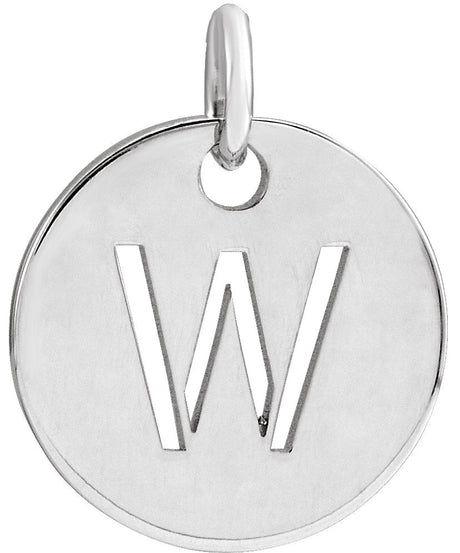 14K Gold Initial W Necklace or Pendant - White Gold