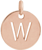 14K Gold Initial W Necklace or Pendant - Rose Gold