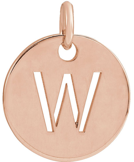 14K Gold Initial W Necklace or Pendant - Rose Gold