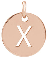 14K Gold Initial X Necklace or Pendant - Rose Gold