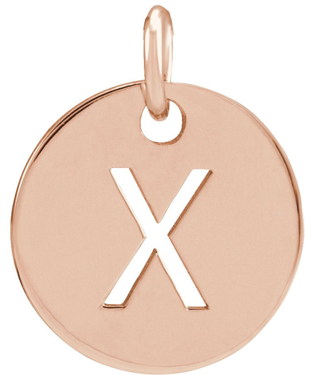 14K Gold Initial X Necklace or Pendant - Rose Gold