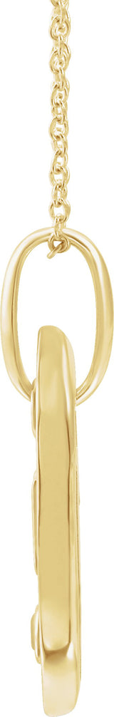 14K Gold Round Natural Diamond Initial Necklace - Yellow Gold - view 5