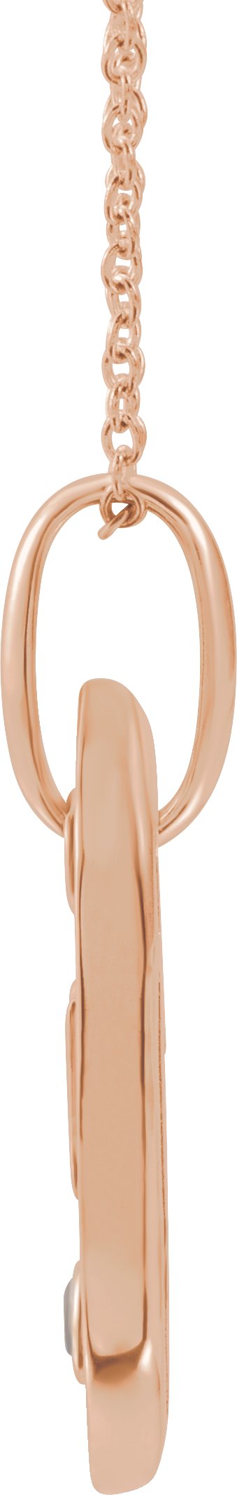 14K Gold Round Natural Diamond Initial Necklace - Rose Gold - view 7