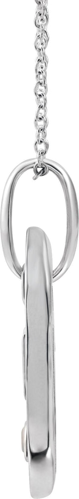 14K Gold Round Natural Diamond Initial Necklace - White Gold - view 5