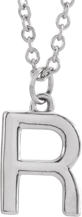 Platinum Initial R Necklace