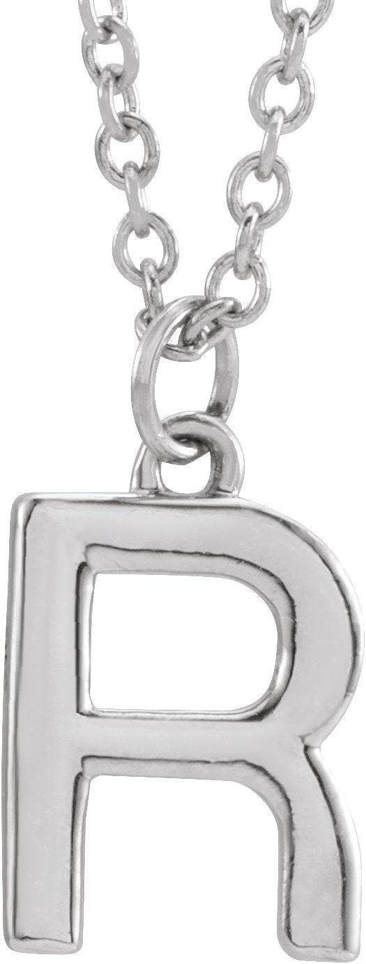 Platinum Initial R Necklace