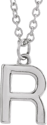 14K Gold Initial R Necklace – 9.5x6.2mm - White Gold