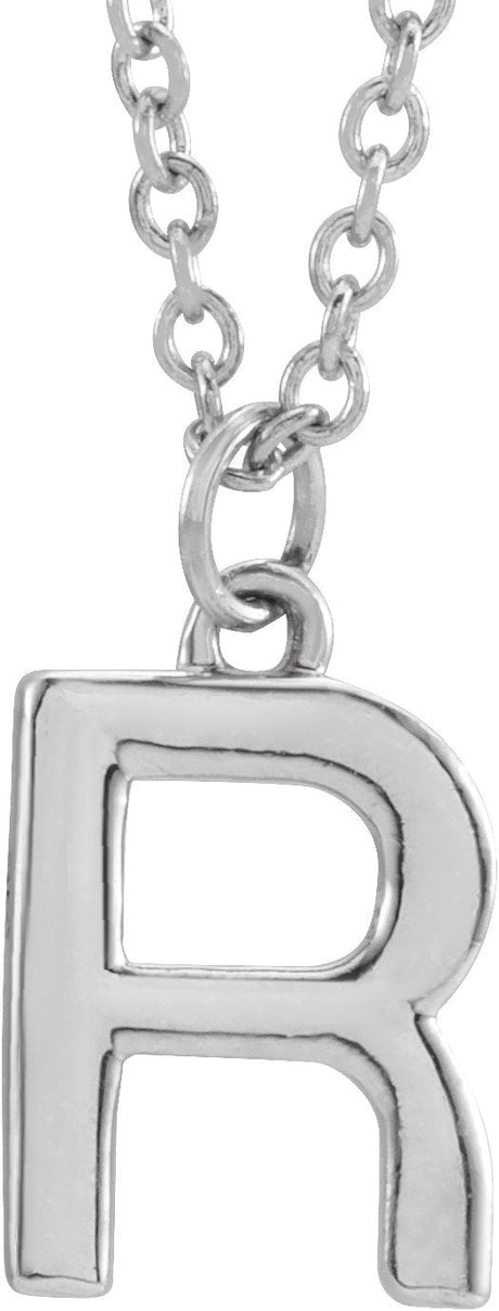 14K Gold Initial R Necklace – 9.5x6.2mm - White Gold