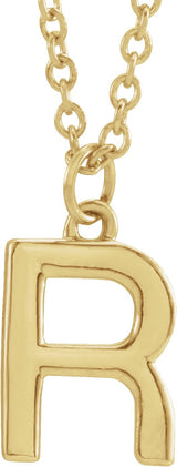 14K Gold Initial R Necklace – 9.5x6.2mm - Yellow Gold