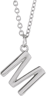 Platinum Initial M Necklace