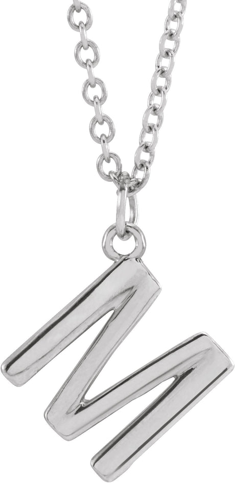 Platinum Initial M Necklace