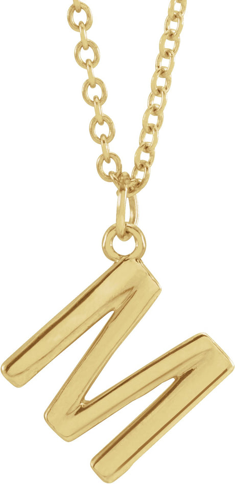 14K Gold Initial M Necklace – 9.2x8.4mm - Yellow Gold