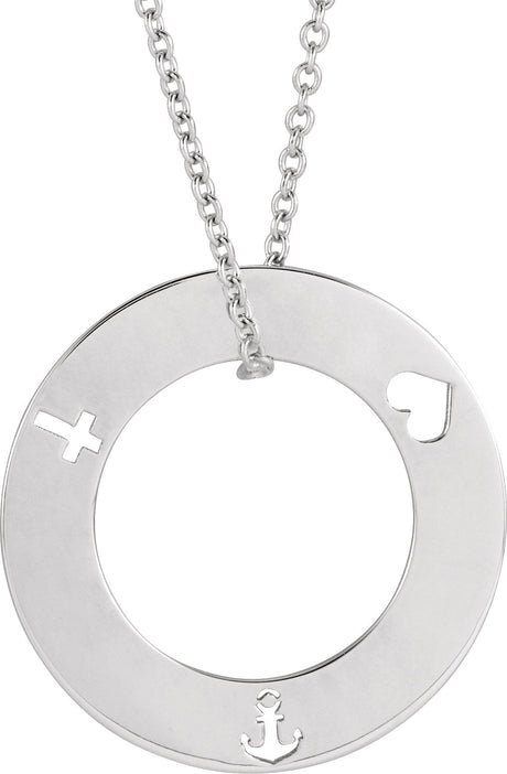 Platinum Engravable Faith, Love, & Hope Loop Necklace or Pendant