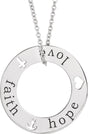 14K Gold Engravable Faith, Love, & Hope Loop Necklace or Pendant - White Gold