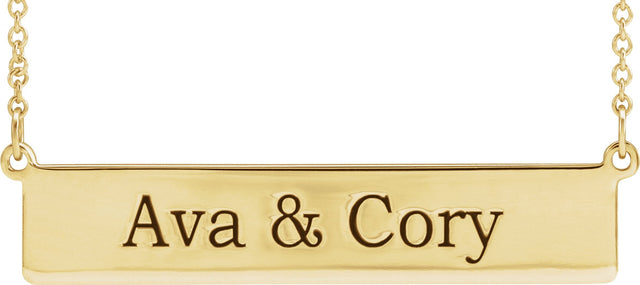 14K Gold Be Posh Engravable Bar Necklace - Yellow Gold - view 3