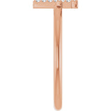 14K Gold Round Natural Diamond Accented Initial Ring - Rose Gold - view 10
