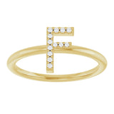 14K Gold Round Natural Diamond Accented Initial Ring - Yellow Gold - view 9