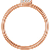 14K Gold Round Natural Diamond Accented Initial Ring - Rose Gold - view 8