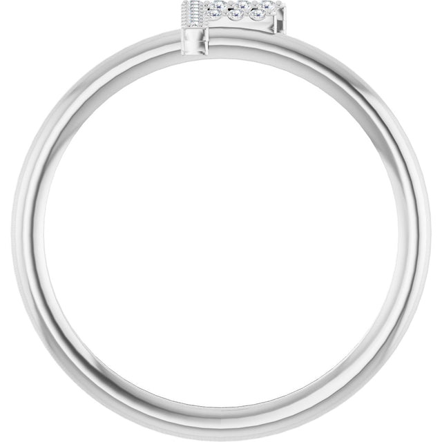 14K Gold Round Natural Diamond Accented Initial Ring - White Gold - view 6