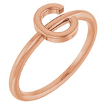 14K Gold Initial C Ring - Rose Gold