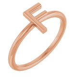 14K Gold Initial F Ring - Rose Gold