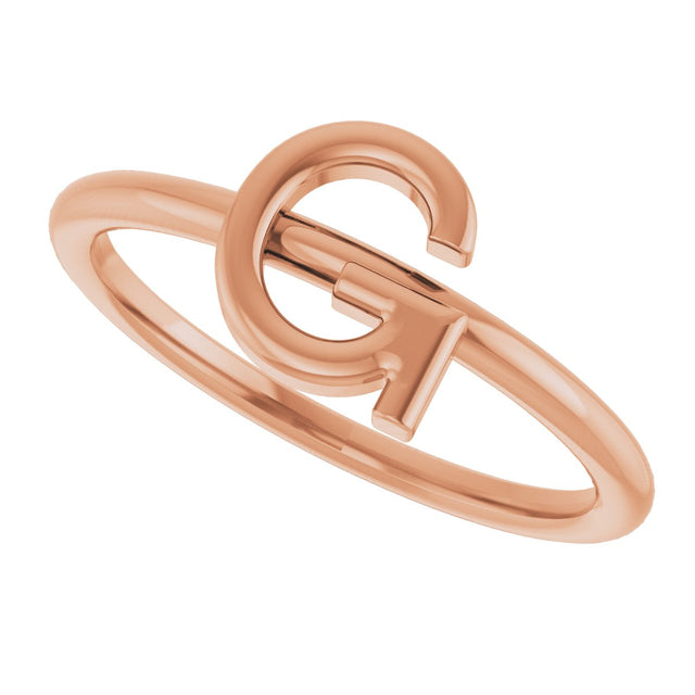 14K Gold Initial G Ring - Rose Gold - view 5