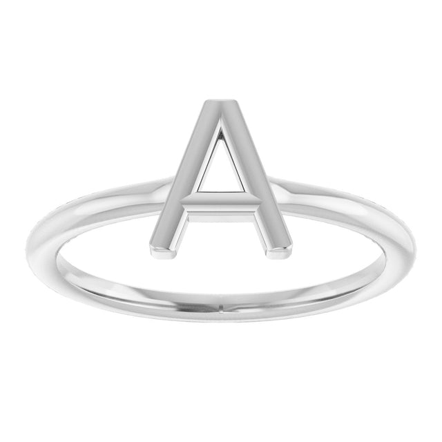 Platinum Initial A Ring - view 3