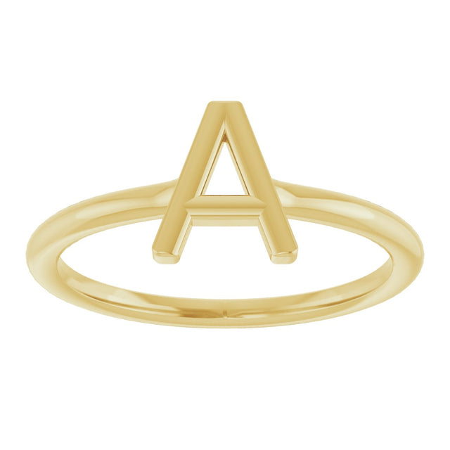 14K Gold Initial A Ring - Yellow Gold - view 3