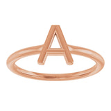 14K Gold Initial A Ring - Rose Gold - view 3