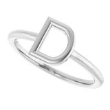 14K Gold Initial D Ring - White Gold - view 5
