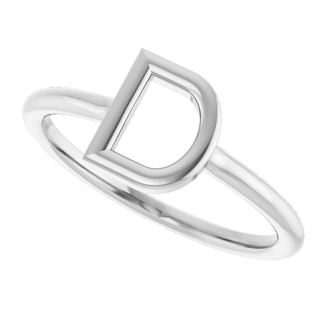 14K Gold Initial D Ring - White Gold - view 5