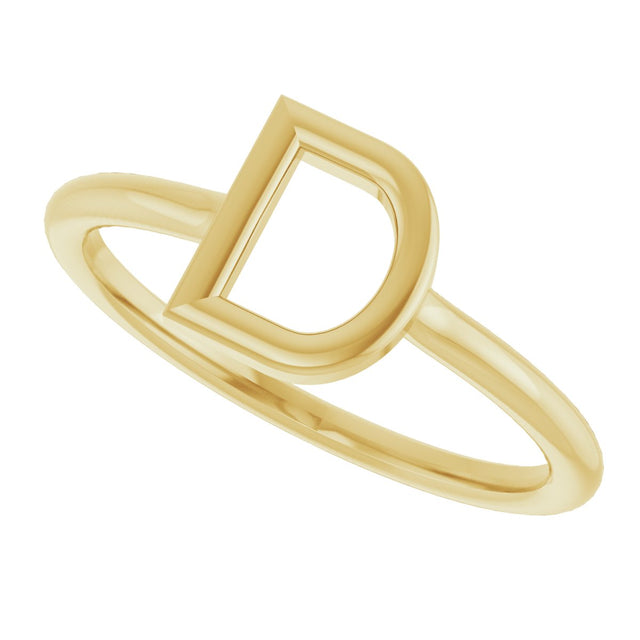 14K Gold Initial D Ring - Yellow Gold - view 5