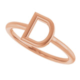 14K Gold Initial D Ring - Rose Gold - view 5