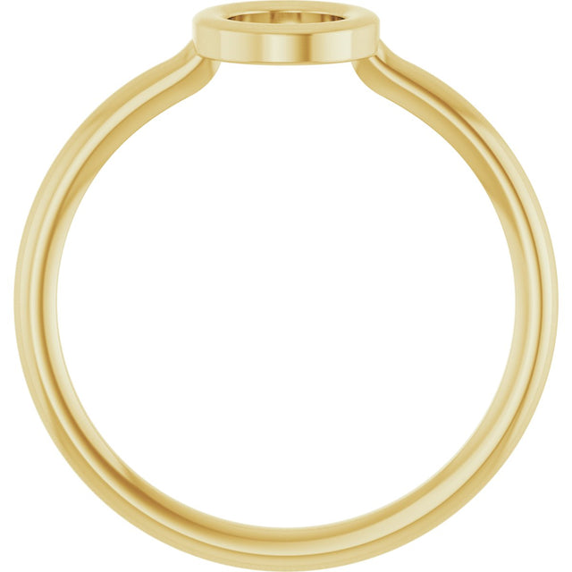 14K Gold Initial O Ring - Yellow Gold - view 2