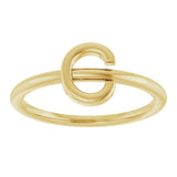 14K Gold Initial C Ring - Yellow Gold - view 3